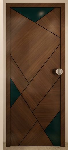 a wooden door with an abstract design painted on the front and side panels in brown