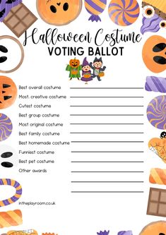 Halloween Costume Voting Ballot Printables! - In The Playroom Halloween Costume Awards, Halloween Color By Number, Best Couples Costumes, Free Printable Halloween, Halloween Songs, Easy Halloween Food, Homemade Costume, A Halloween Costume, Halloween Costume Party