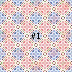 the number 1 is in front of a colorful pattern with squares and dots on it