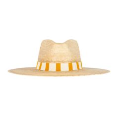 The Carmen Palm Hat features a cotton woven band with stunning mustard yellow and white stripes. Each one is handmade from palm fronds of the banks of the Chixoy River by our Guatemala female artisans. This hat collection is both sustainable and a fair trade partnership. With every hat purchase you make, we are able to continue sending orders to our talented partners giving them the means to support their families. Details: Permanent woven band attached to crown of hat Hat Brim measures 3 3/4" w Hat Tip, Raffia Hat, Hat Holder, Coffee Candle, Childrens Hats, Palm Fronds, Boot Jewelry, Hat Collection, Ring Bag