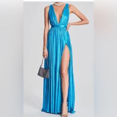 Questions? Leave A Comment Below! Women Long Gown, Raven Dress, Australia Clothes, Scarlett Dresses, Deep V Dress, Aqua Blue Color, V Dress, Eve Dresses, Prom Dress Inspiration