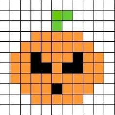 a cross stitch pattern with an orange and black pumpkin in the center, as well as green eyes