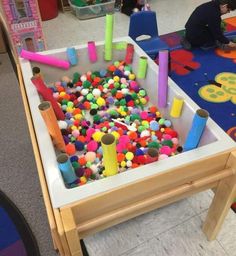 a child's play area with toys in it