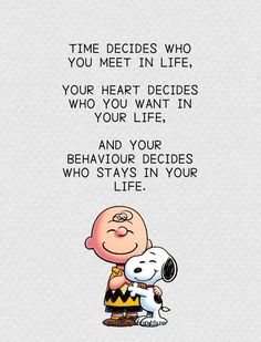 a cartoon character hugging a dog with the caption'time decides who you meet in life, your heart decides who you want to live