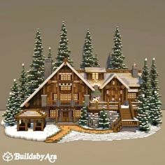 Dark Spruce House Minecraft, Mincraft Idea House Winter, Minecraft Xmas House, Big Minecraft Building Ideas, Minecraft Winter Cabin Tutorial, Minecraft Snow Base Ideas, Winter Log Cabin Minecraft, Spruce House Ideas Minecraft, Santas Grotto Minecraft