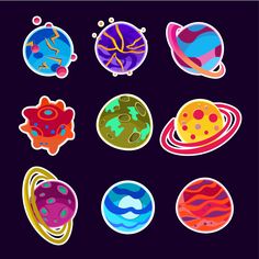 the planets stickers are all different colors and sizes, but one is not in color