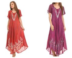 This caftan dress can be worn alone or over beachwear for the perfect cover up! Pair with any pair of sandals or low shoes/flats for a desired look. #fantastic #dress #dresses #clothes #beautiful #clothe #perfect #inspiration #amazing #awesome #instablog #likeforlike #happy #instagood #moda #tutorial #blogger #boatarde #fashion #followme Summer Embroidered Maxi Dress With Short Sleeves, Embroidered Short Sleeve Maxi Dress For Summer, Summer Embroidered Short Sleeve Maxi Dress, Casual Embroidered Kaftan For Summer, Fitted Short Sleeve Summer Kaftan, Fitted Short Sleeve Kaftan For Spring, Casual Long Floral Embroidery Dresses, Casual Flowy Kaftan With Short Sleeves, Casual Flowy Short Sleeve Kaftan