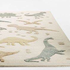 an area rug with various dinosaurs on it