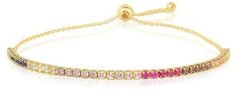 Sphera Milano 18K Yellow Gold Plated Sterling Silver Rainbow CZ Tennis Bracelet Sliding Knot, Sale Event, Tennis Bracelet, Gold Plated Sterling Silver, Prong Setting, Neiman Marcus, Nordstrom Rack