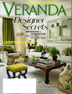 the front cover of veranda magazine with furniture and decor on it's cover