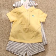 New! Little Me Baby Boy 3pc Dresswear Set Sz 12m 1 Short Sleeve Polo Shirt 1 Pair Of Striped Gray And White Shorts 1 Short Overall With Embroidered Colorful Whales Refer To Pictures As Part Of Description Bundle With Other Items To Save On Shipping Playful Yellow Short Sleeve Sets, Yellow Short Sleeve Sets For Playwear, Yellow Short Sleeve Playwear Set, Cute Yellow Short Sleeve Clothing Sets, Cute Yellow Sets With Short Sleeves, Cute Yellow Set With Short Sleeves, Cute Yellow Short Sleeve Sets, Yellow Fitted Short Sleeve Set, Playful Fitted Yellow Sets