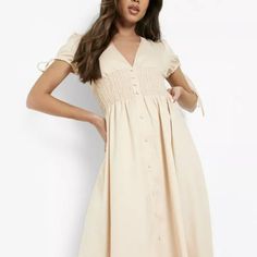 Nude Beige Lightweight Comfortable Long New W Tags Feminine Beige Ruched Midi Dress, Beige Ruched Maxi Dress For Spring, Beige Ruched Maxi Dress For Daywear, Beige Ruched Midi Dress For Daywear, Spring Beige Ruched Maxi Dress, Spring Beige Ruched Midi Dress, Beige Ruched Midi Dress For Spring, Feminine Beige Midi Dress For Day Out, Casual Beige Ruched Maxi Dress