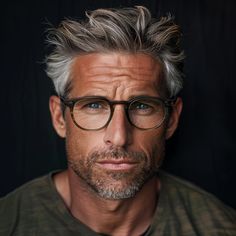 Stylish Hairstyles for Men Over 50 with Glasses – VAGA magazine Mens With Glasses, Glasses Men Aesthetic, Men With Glasses, Grey Hair Beard, Stylish Glasses For Men, Balding Mens Hairstyles, Grey Hairstyles