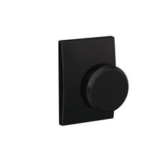 a black square button on a white background