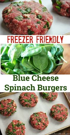 freezer friendly blue cheese spinach burgers are the perfect appetizer for any meal