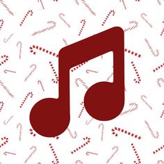 a music note is surrounded by candy canes on a white background with red dots