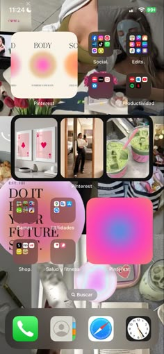 an iphone screen with various images and text on it