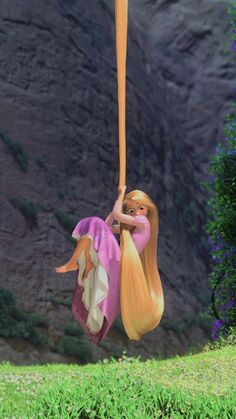 a cartoon character swinging on a swing