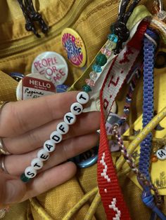 keychains, granola girl, camp, counselor, camp counselor, bracelets, beads Camp Counselor Ideas Cabin, Summer Camp Accessories, Summer Camp Backpack, Summer Camp Friendship Bracelets, Cool Camp Counselor Aesthetic, Camp Counselor Hair, Granola Keychain, Camp Counselor Backpack, Summer Camp Clothes Aesthetic