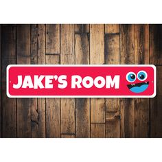 a sticker with an image of a cartoon character on it that says,'jake's room '