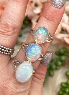 Sterling Silver Ethiopian Dry Opal rings with simple polished oval stones and simple silver bands. Each side of the band has a 'y' accent to the band. You will get to choose your exact ring! They are perfect for daily wear or a special occasion. These are my largest of the opal options, but you can check out smaller ones on the site too! Sterling Silver Opal Ring, 90s Jewelry, Silver Bands, Silver Opal Ring, Semiprecious Stone Jewelry, Mala Bracelet, Oval Rings, Pretty Rings, Opal Ring