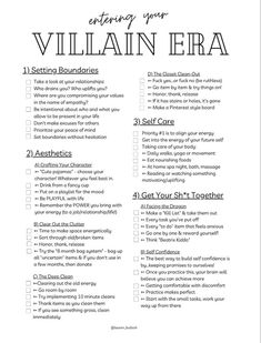 How To Set Standards For Yourself, Villain Era Glow Up, Villain Era Checklist, Entering Your Villain Era, Reinventing Yourself, Villain Era, Practicing Self Love, Hot Girl Summer