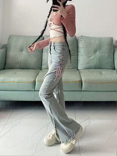 Fabric name: denimMain fabric composition: cottonPant length: trousersWaist type: high waistSize: S,M,L,XL Lace Up Jeans, Sleeveless Dresses Casual, Push Up Swimsuit, Printed Tankini, Y2k Clothing, Pink Midi Dress, White Maxi, Maxi Dress Party, Denim Trousers