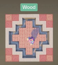 an overhead view of a floor with the words wood on it and a square shape