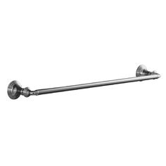 an image of a bathroom towel bar in stainless steel with two arms and one arm