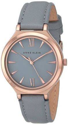 Anne Klein Women's AK/1846RGGY Rose Gold-Tone and Grey Leather Strap Watch Casio Vintage, Watches Women, Leather Strap Watch, Watches Women Fashion, Beautiful Watches, Watches Jewelry, Watch Collection, Grey Leather