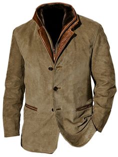 Brown Outerwear With Stand Collar And Buttons, Brown Stand Collar Blazer For Winter, Brown Winter Blazer With Stand Collar, Brown Stand Collar Blazer With Button Closure, Khaki Single-breasted Sport Coat For Outdoor, Brown Blazer With Button Closure And Stand Collar, Outdoor Khaki Single-breasted Sport Coat, Brown Stand Collar Blazer With Buttons, Brown Blazer With Stand Collar And Buttons