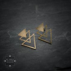 Triangle stud earrings, geometric gold triangle #jewelry #earrings @EtsyMktgTool #trianglespost #triangleearrings #trianglestud Trendy Triangle-shaped Gold Jewelry, Trendy Triangle Gold Jewelry, Trendy Triangular Gold Jewelry, Trendy Gold Triangle Jewelry, Gold Triangle Minimalist Earrings, Trendy Gold Triangle Earrings, Minimalist Gold Triangle Earrings, Minimalist Geometric Earrings For Party, Trendy Gold Geometric Earrings