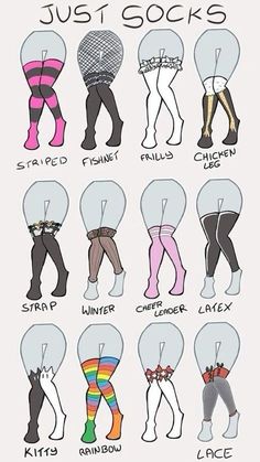 the different types of socks are shown in this poster