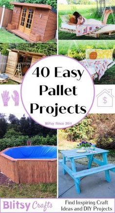 the cover of 10 easy pallet projects, including a pool and picnic table with text overlay