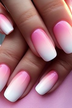 Make Your Nails Pop with These Ombre Pink and White Nail Tips from the Pros Ombre Nail Colors, Ombre Gel Nails, Pink Ombre Nails, Ombre Nail, Blush Nails, Makijaż Smokey Eye, Short Acrylic Nails Designs