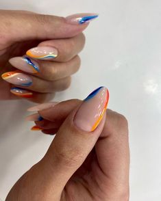 Cute Nail Ideas Colorful, Nails Miami Style, Summer Trend Nails 2024, Subtle Neon Nails, Gel X Nail Designs 2024, Nails All Different Colors, Nails June 2024, Nails 2024 Summer, Summer 2024 Nails