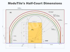 the diagram shows how to make a half court with measurements for each side and sides