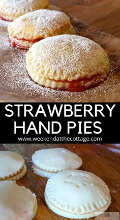 strawberry hand pies with powdered sugar on top