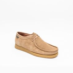 Beige camel soft suede derby shoe, leather inner lining and insole, crepe sole. Classic Beige Desert Boots With Stitched Sole, Beige Moccasins With Stitched Sole And Plain Toe, Suede Moc Toe Oxfords With Stitched Sole, Suede Oxfords With Stitched Sole And Moc Toe, Suede Oxfords With Moc Toe And Stitched Sole, Beige Suede Lined Plain Toe Desert Boots, Beige Plain Toe Desert Boots With Suede Lining, Beige Suede-lined Desert Boots With Plain Toe, Beige Moccasins With Leather Sole