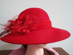 "August Hat Company Women's 100% Wool Hat with Rhinestone Feathers and Flower Circumference 22\" with  3 3/4\" Brim 👀 multiple photos showing different angles are a guide to determining their condition you can even MAGNIFY it. 🚚 This will be priority calculated shipping (fully insured against loss or breakage). You pay actual shipping charges only; difference will be immediately refunded.I cannot afford to give it free. Calculated shipping by weight, box size and your zip code. 🐸 Thank-you for supporting a small 🖐🏼Michigan family. As is vintage.👀ALL vintage Items Coming in or Going to new homes go through a professional Ozone machine which removes all smells for anything, You leave the room when running. upper large box" Red Hat Society Fashion, Mariachi Hat, Red Hat Ladies, Red Hat Society, Different Angles, Red Hat, Vintage Birds, Red Hats, Zip Code