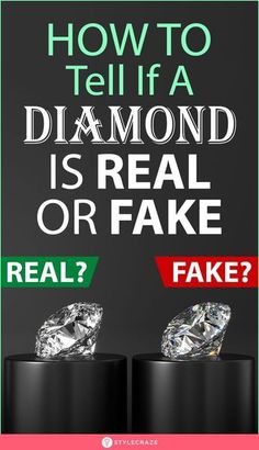 two diamond rings with the words how to tell if a diamond is real or fake?