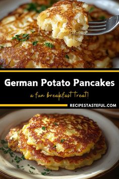 german potato pancakes on a plate with a fork