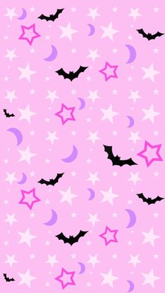 bats and stars on a pink background