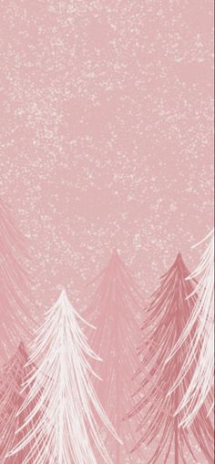 a pink background with white trees on it