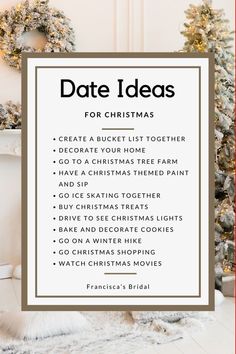 a sign that says date ideas for christmas