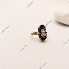 924 gold plated silver American diamonds Natural black onyx stone Victorian Black Onyx filigree silver ring - vintage ring, gemstone gothic goth steampunk elegance 925 silver ring American Diamond Ring, Gift For New Year, Goth Steampunk, Black Ring, Black Onyx Stone, Black Onyx Ring, New Year Gift, Onyx Ring, American Diamond