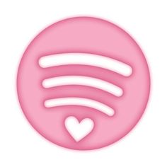 a pink circle with white lines in the center and a heart at the top, on a white background