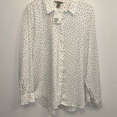 White/Black Polka Dot Dress Shirt From H&M. Nwt Size 12 White Collared Blouse By H&m, H&m White Long Sleeve Shirt, White Long Sleeve Shirt From H&m, White Long Sleeve H&m Shirt, H&m White Shirt For Work, H&m White Long Sleeve Blouse, White Long Sleeve Blouse From H&m, White Long Sleeve Blouse H&m, White Long Sleeve Blouse By H&m