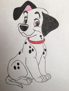 a drawing of a dalmatian dog sitting down