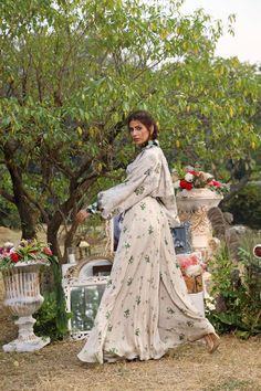 This set features a jade printed chinoon palazzo and bikini blouse with a modal satin embroidered pullover. Color: Jade Fabric: Modal Satin; Chinoon; Shantoon Care: Dry Clean Only Mahima Mahajan, Blouse Yoke, Indian Fashion Trends, Color Jade, Palazzo Set, Indian Outfit, Breath Of Fresh Air, Designer Dresses Indian, Fashion Industry